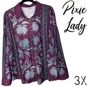 Soft Lotus flower print button down shirt